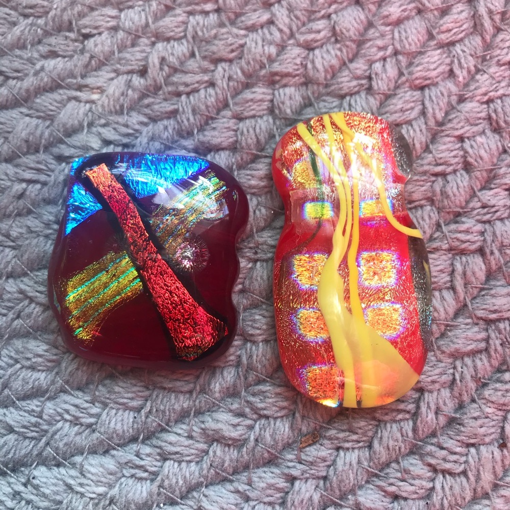 Dichroic glass pendants handmade